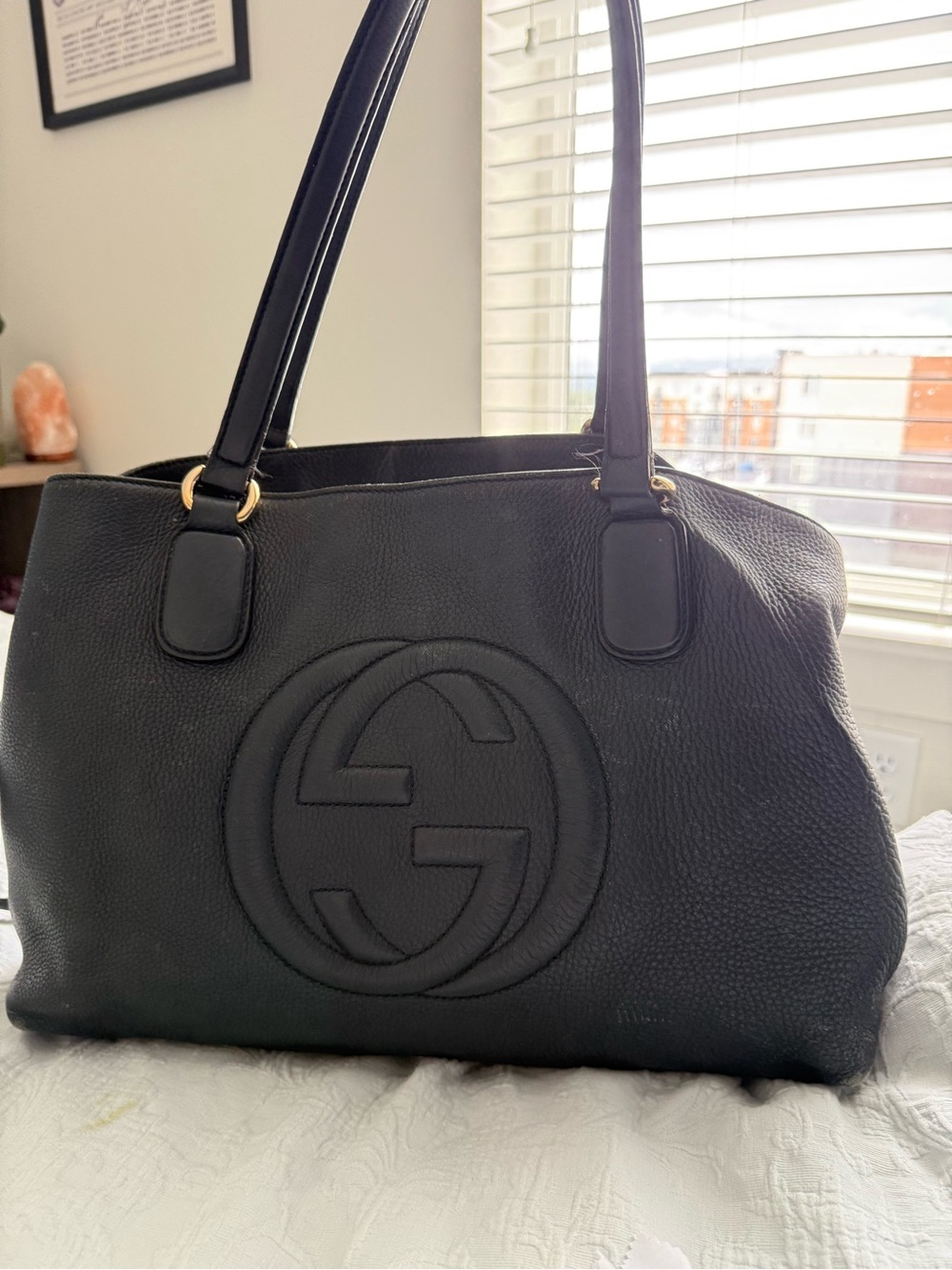 Gucci navy Pebbled Leather Shoulder Bag